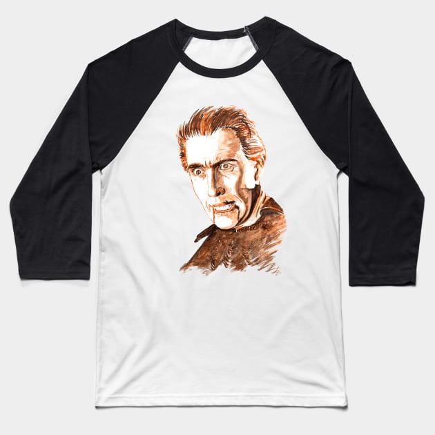 Dracula-Christopher Lee Classic Baseball T-Shirt by beaugeste2280@yahoo.com